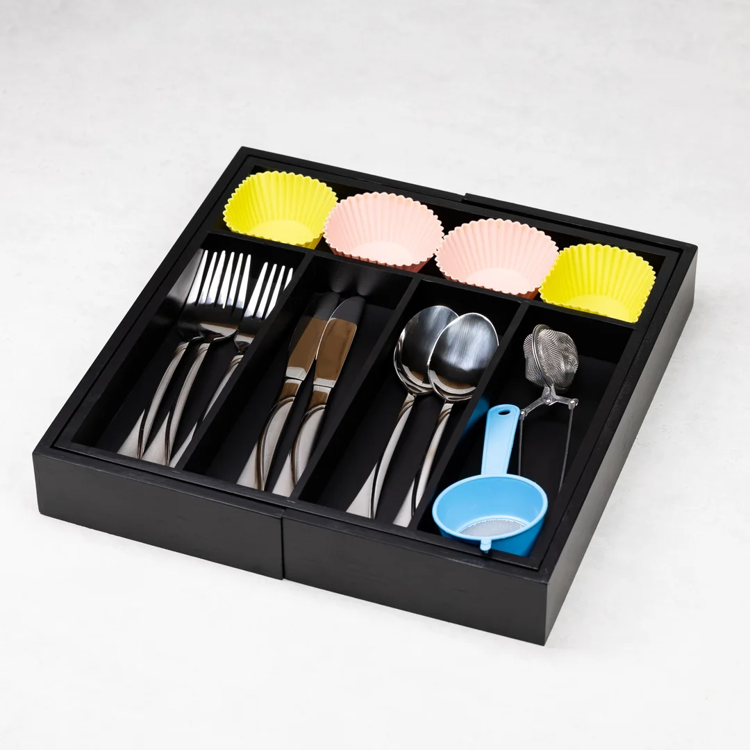 Organizer bambusowy do szuflady, czarny, 52x31,5x5 KINGHoff — zdjęcie 6