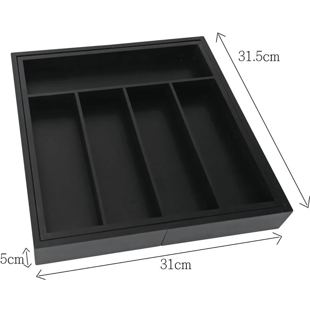 Organizer bambusowy do szuflady, czarny, 52x31,5x5 KINGHoff — zdjęcie 8