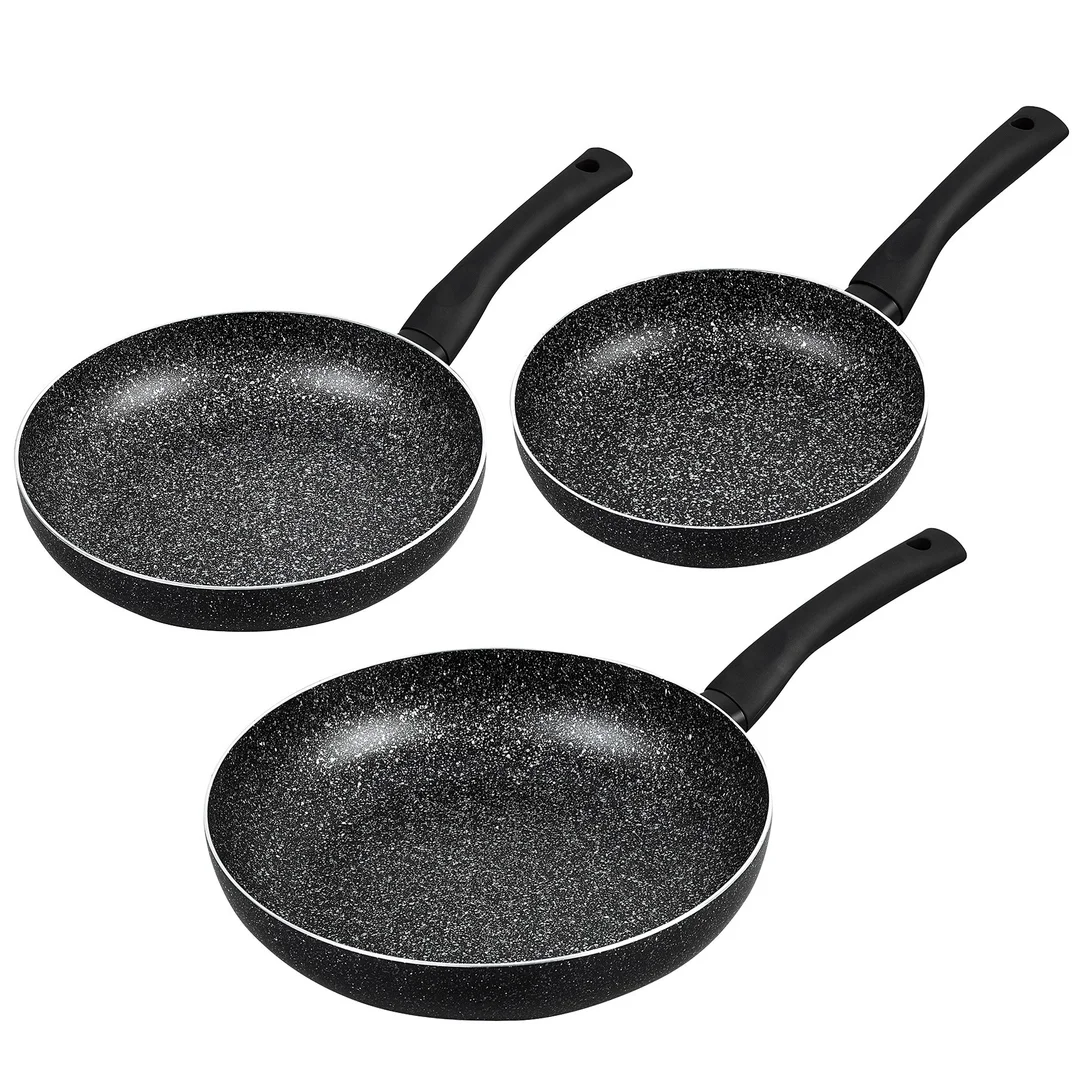 Patelni aluminium, zestaw 3 elementy, czarny marmurek Ø20/24/28cm,Kinghoff — zdjęcie 3