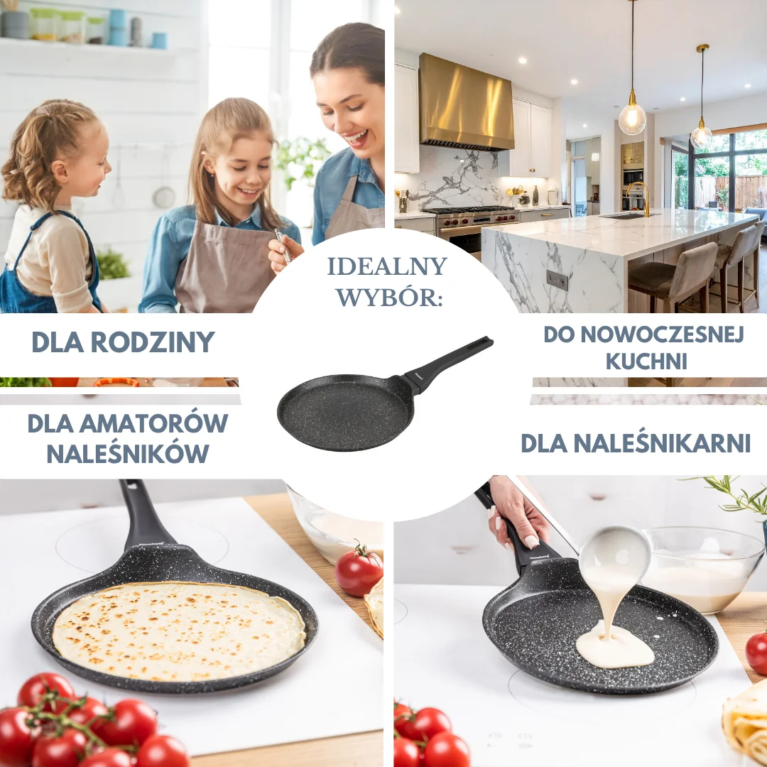 Patelnia do naleśników 24 cm, marmurkowa powłoka nieprzywierająca, aluminiowa, indukcja, Klausberg, KB-7957 — zdjęcie 3