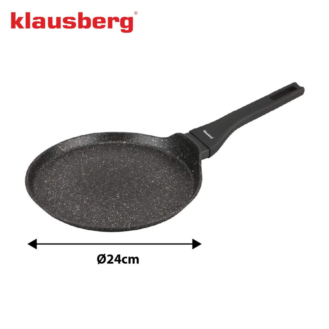 Patelnia do naleśników 24 cm, marmurkowa powłoka nieprzywierająca, aluminiowa, indukcja, Klausberg, KB-7957 — zdjęcie 5