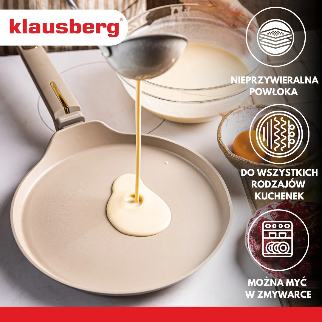 Patelnia do naleśników, kolor beżowy, z powłoką nieprzywierającą, Ø24cm Klausberg — zdjęcie 4