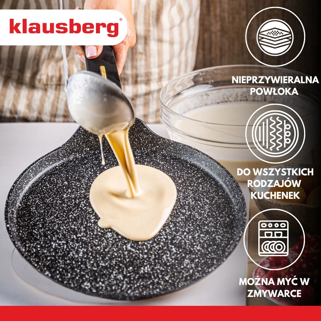 Patelnia do naleśników, kolor czarny-marmurek, z powłoką nieprzywierającą, Ø24cm Klausberg — zdjęcie 10