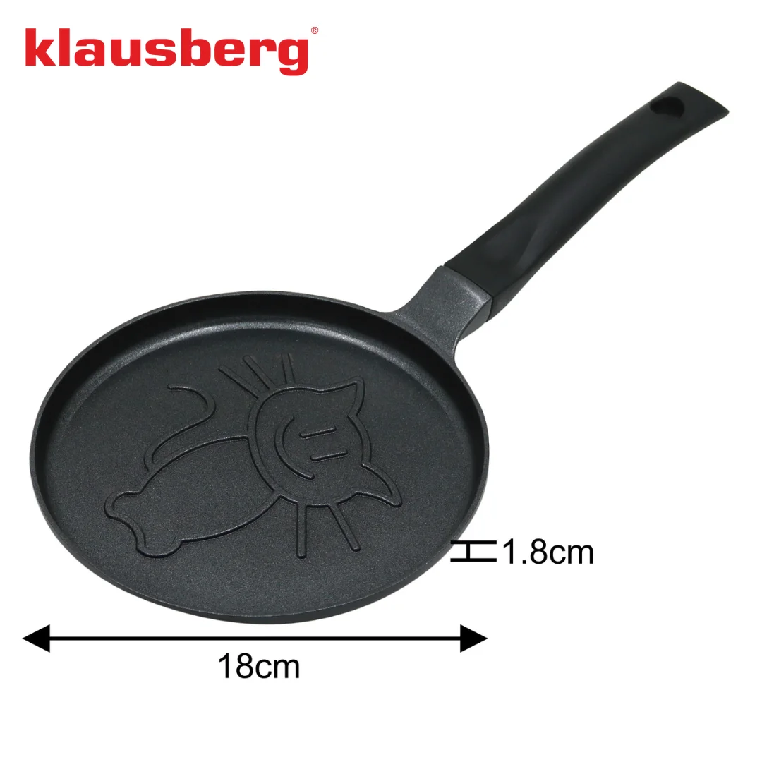 Patelnia do naleśników, wzór kotek, aluminiowa, nieprzywierająca powłoka, czarna, Ø18 cm, Klausberg, KB-7973 — zdjęcie 6
