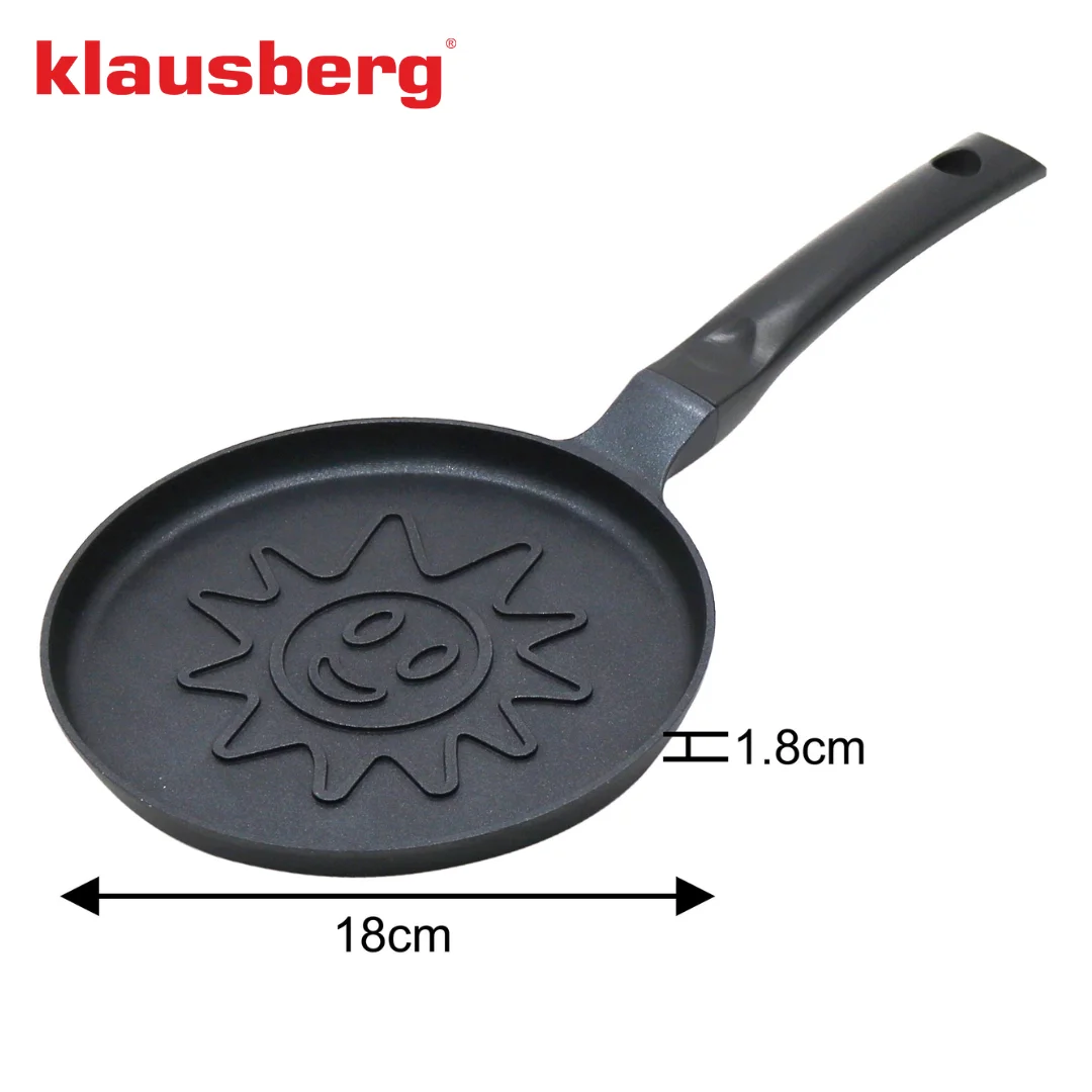 Patelnia do naleśników, wzór słoneczko, aluminiowa, nieprzywierająca powłoka, czarna, Ø18 cm, Klausberg, KB-7972 — zdjęcie 5