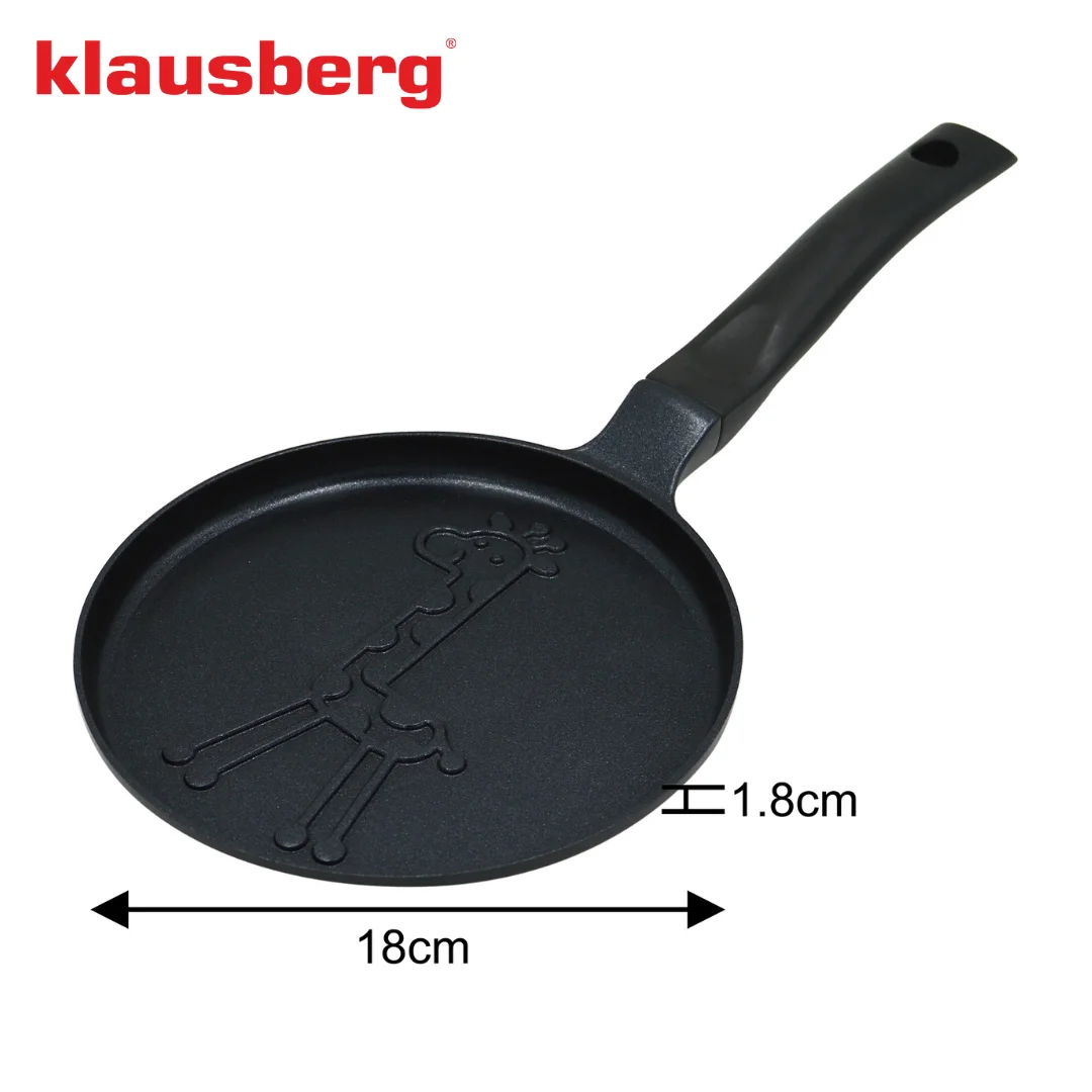 Patelnia do naleśników, wzór żyrafa, aluminiowa, nieprzywierająca powłoka, czarna, Ø18 cm, Klausberg, KB-7975 — zdjęcie 6