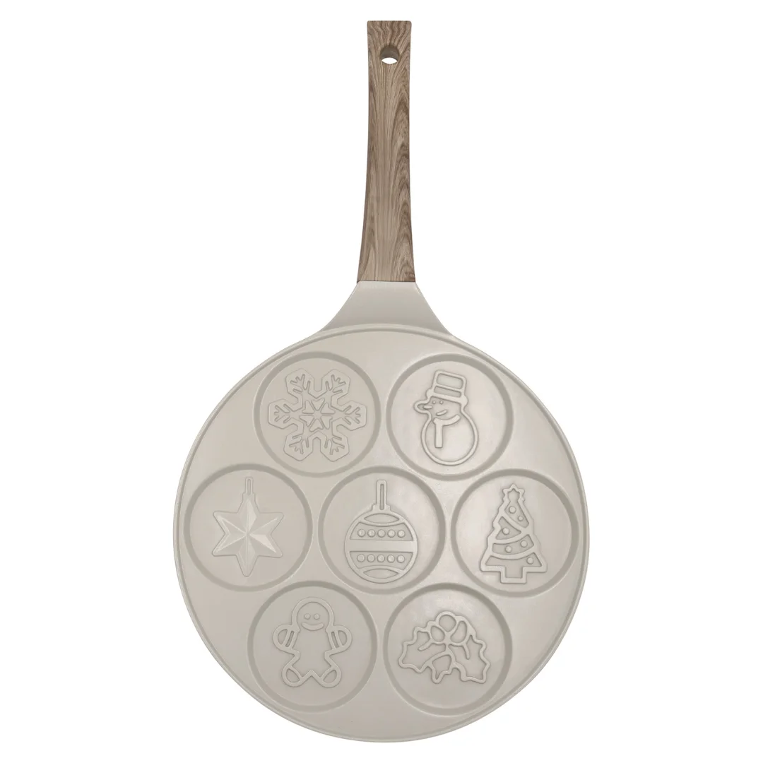 Patelnia do placków, bożonarodzeniowe wzory, aluminiowa, powłoka nieprzywierająca, beżowa, Ø26,5 cm, Klausberg, KB-7970 — zdjęcie 12
