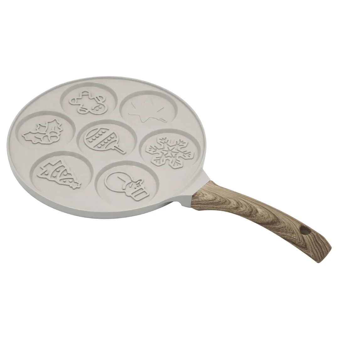 Patelnia do placków, bożonarodzeniowe wzory, aluminiowa, powłoka nieprzywierająca, beżowa, Ø26,5 cm, Klausberg, KB-7970 — zdjęcie 9