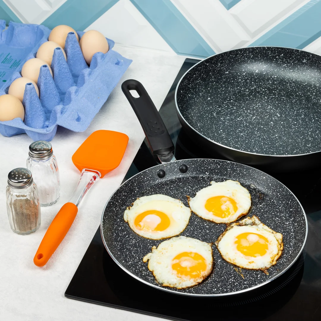 Patelnia do smażenia jajek, aluminium czarny marmurek Ø24cm Kinghoff — zdjęcie 2