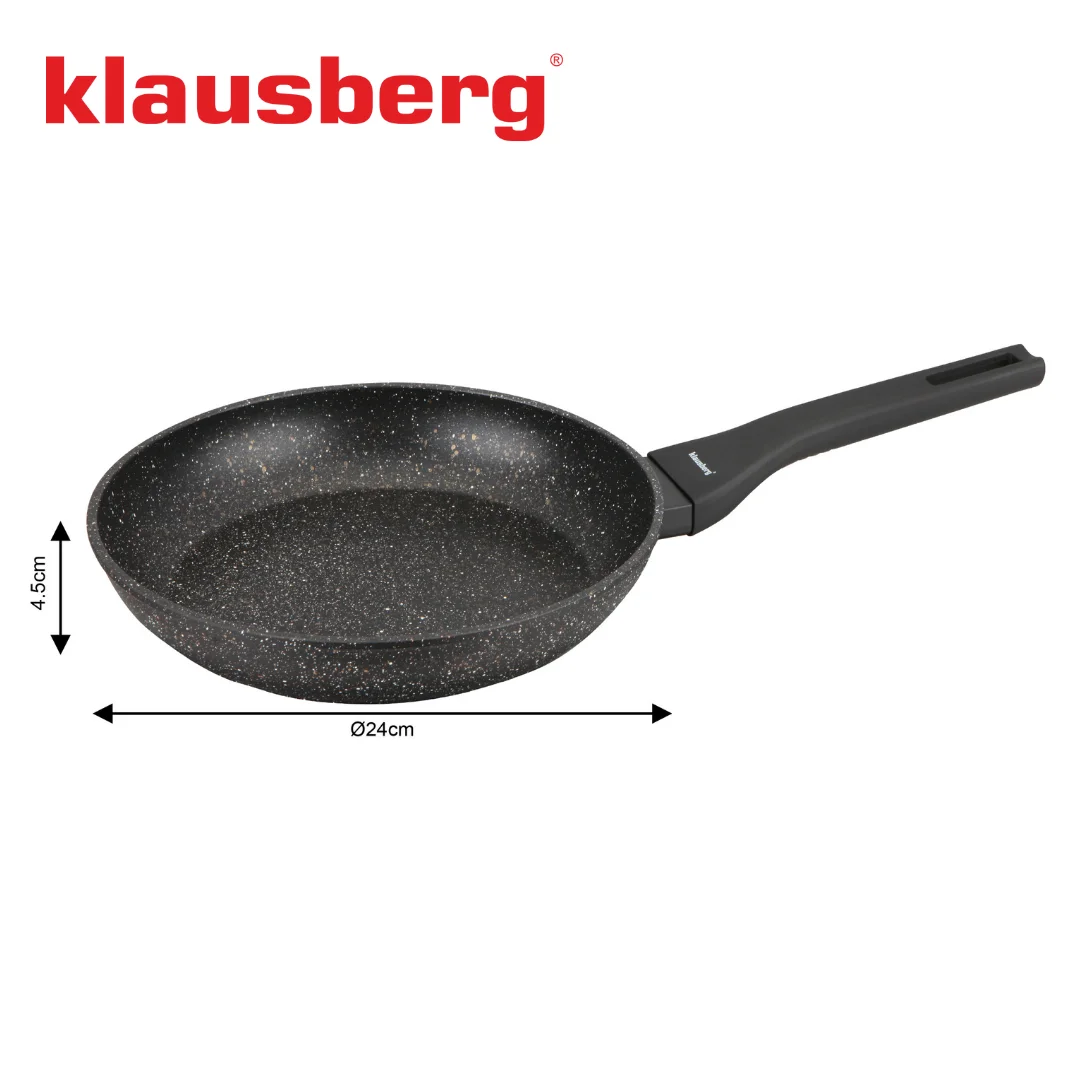 Patelnia marmurowa 24 cm czarna, nieprzywierająca, Klausberg KB-7988 — zdjęcie 6