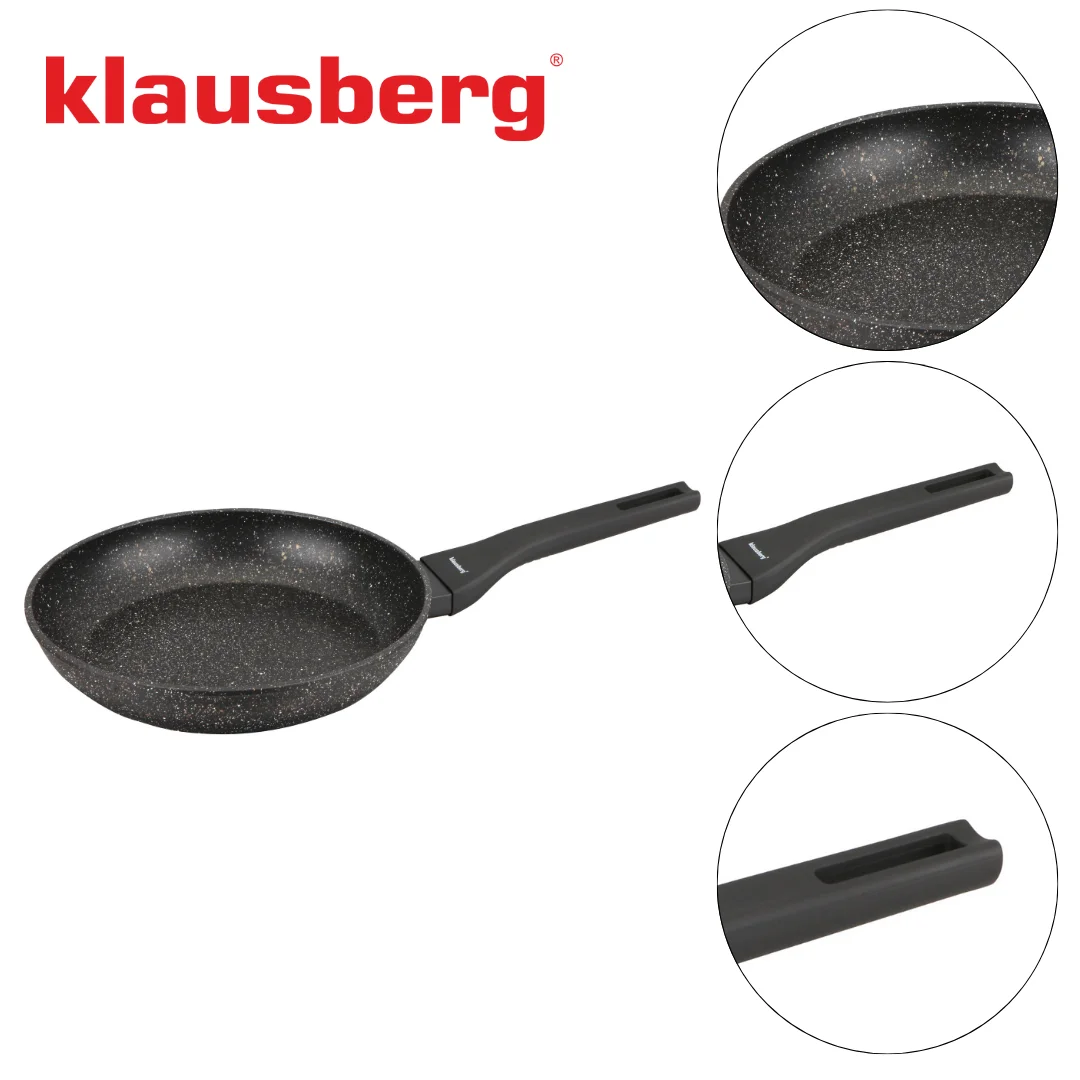 Patelnia marmurowa 24 cm czarna, nieprzywierająca, Klausberg KB-7988 — zdjęcie 8