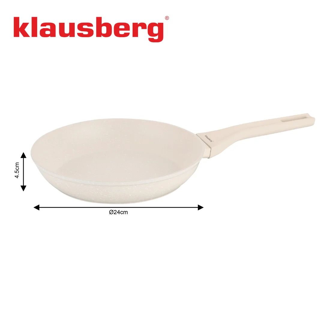 Patelnia marmurowa 24 cm kremowa, nieprzywierająca, Klausberg KB-7989 — zdjęcie 6