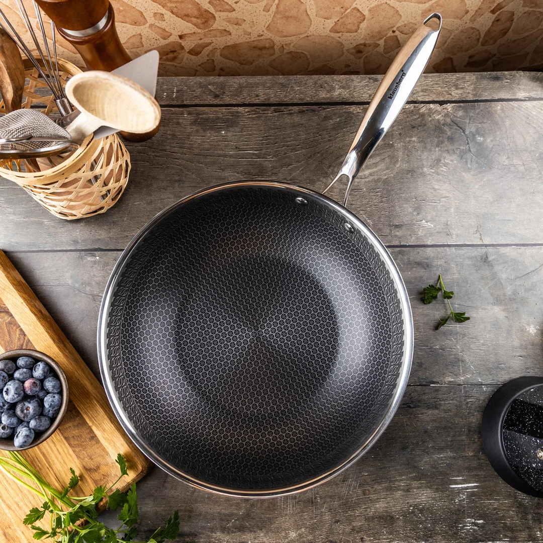Patelnia powłoka non-stick honeycomb, 28 cm, 3-warstwy, stal 304, PFOA-Free — zdjęcie 15