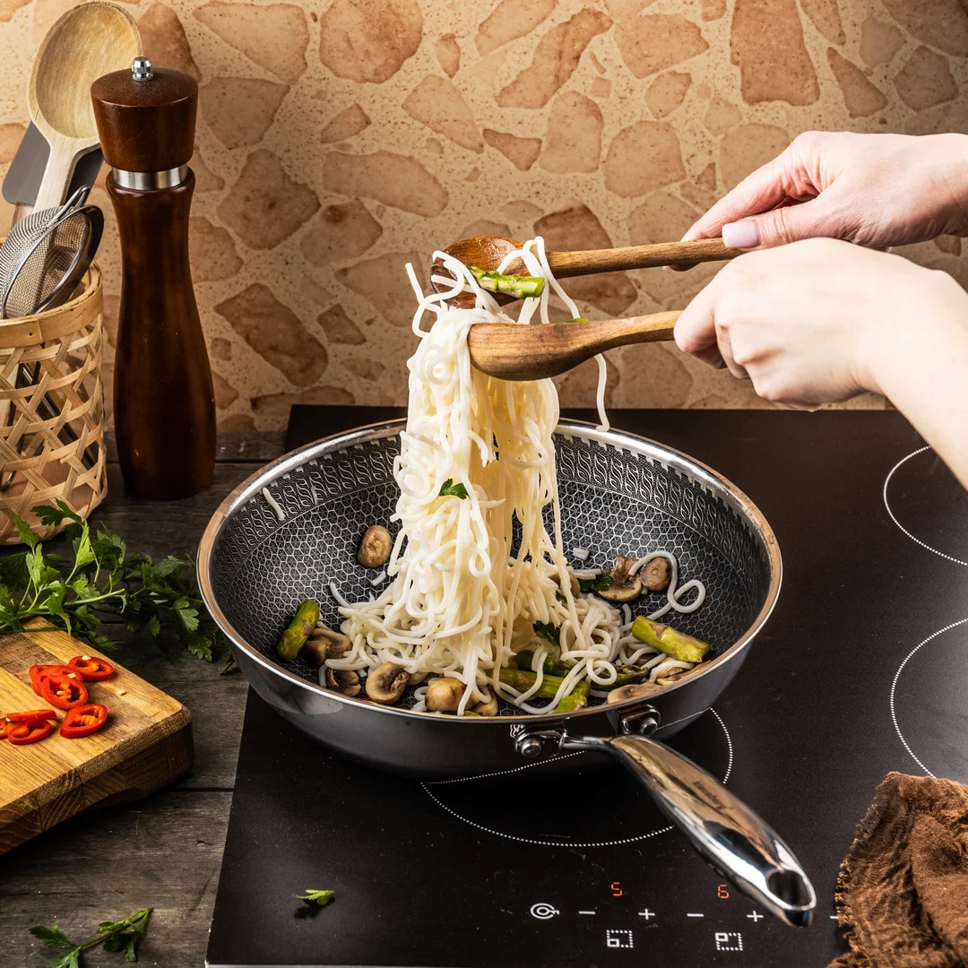 Patelnia powłoka non-stick honeycomb, 28 cm, 3-warstwy, stal 304, PFOA-Free — zdjęcie 16