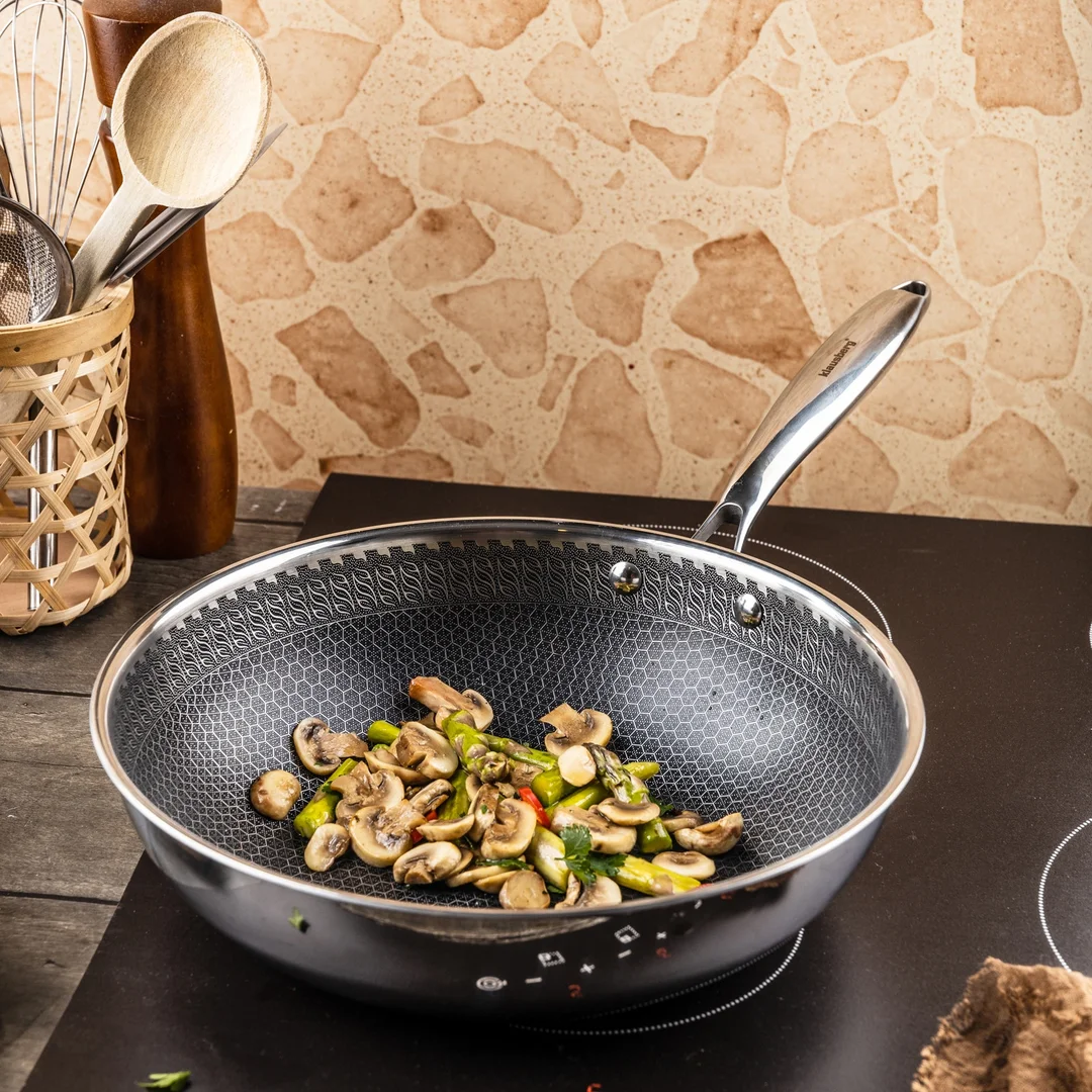 Patelnia powłoka non-stick honeycomb, 28 cm, 3-warstwy, stal 304, PFOA-Free — zdjęcie 6