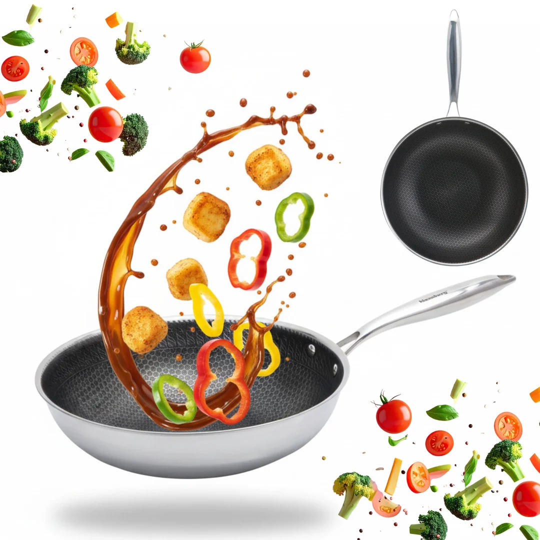 Patelnia powłoka non-stick honeycomb, 28 cm, 3-warstwy, stal 304, PFOA-Free — zdjęcie 9