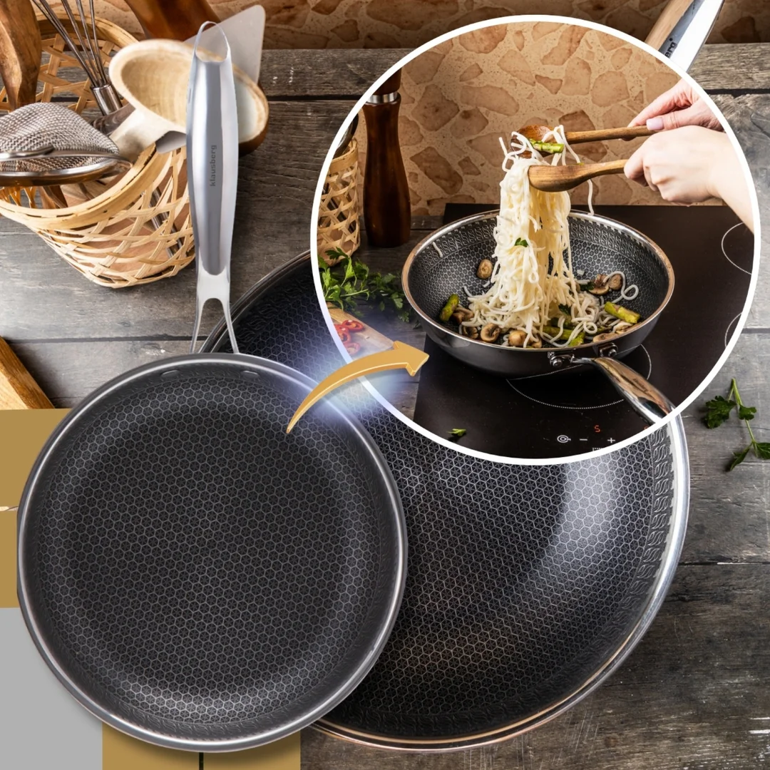 Patelnia powłoka non-stick honeycomb, 28 cm, 3-warstwy, stal 304, PFOA-Free — zdjęcie 10