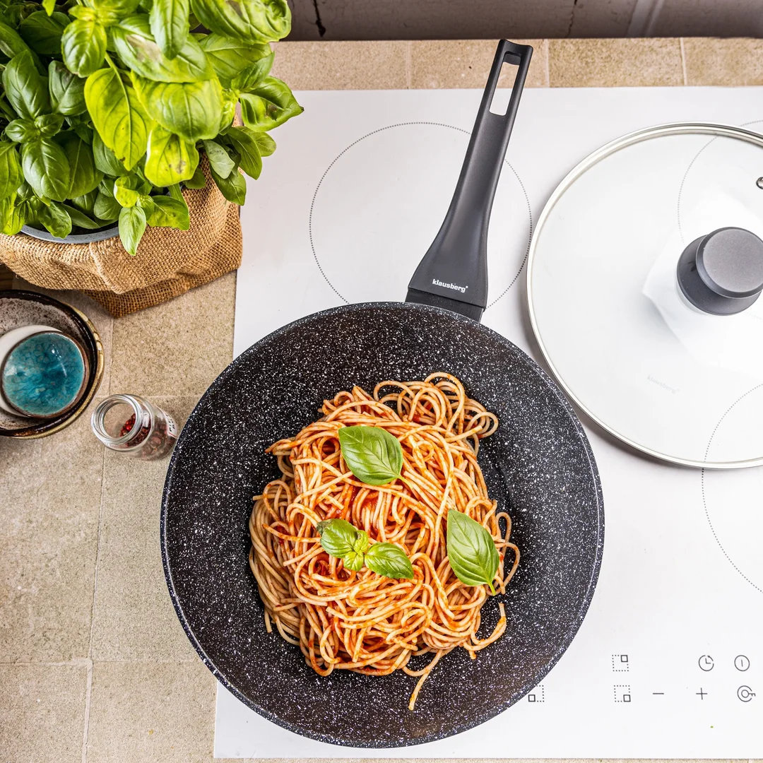 Patelnia WOK marmurowa 28 cm z pokrywką, Klausberg KB-7990 — zdjęcie 12
