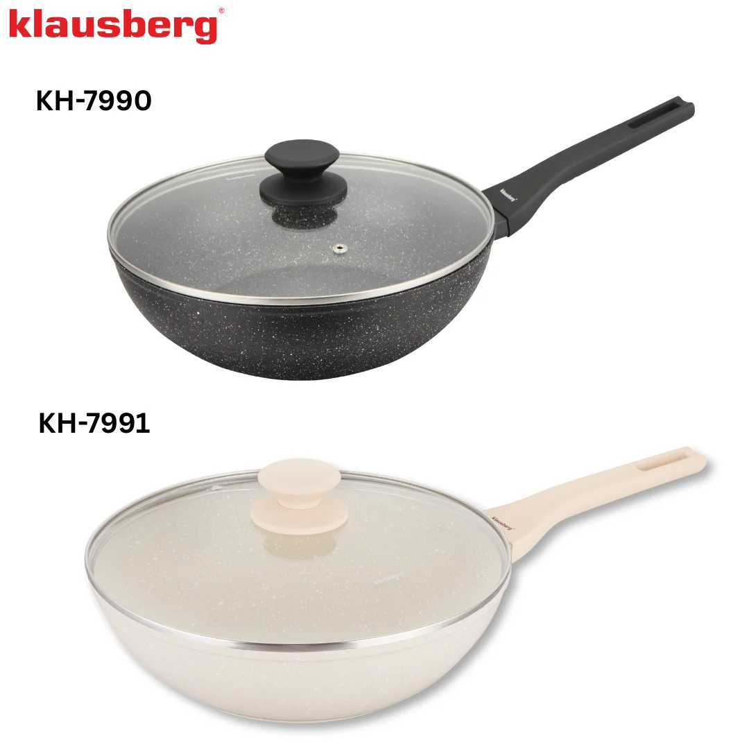 Patelnia WOK marmurowa 28 cm z pokrywką, Klausberg KB-7990 — zdjęcie 13