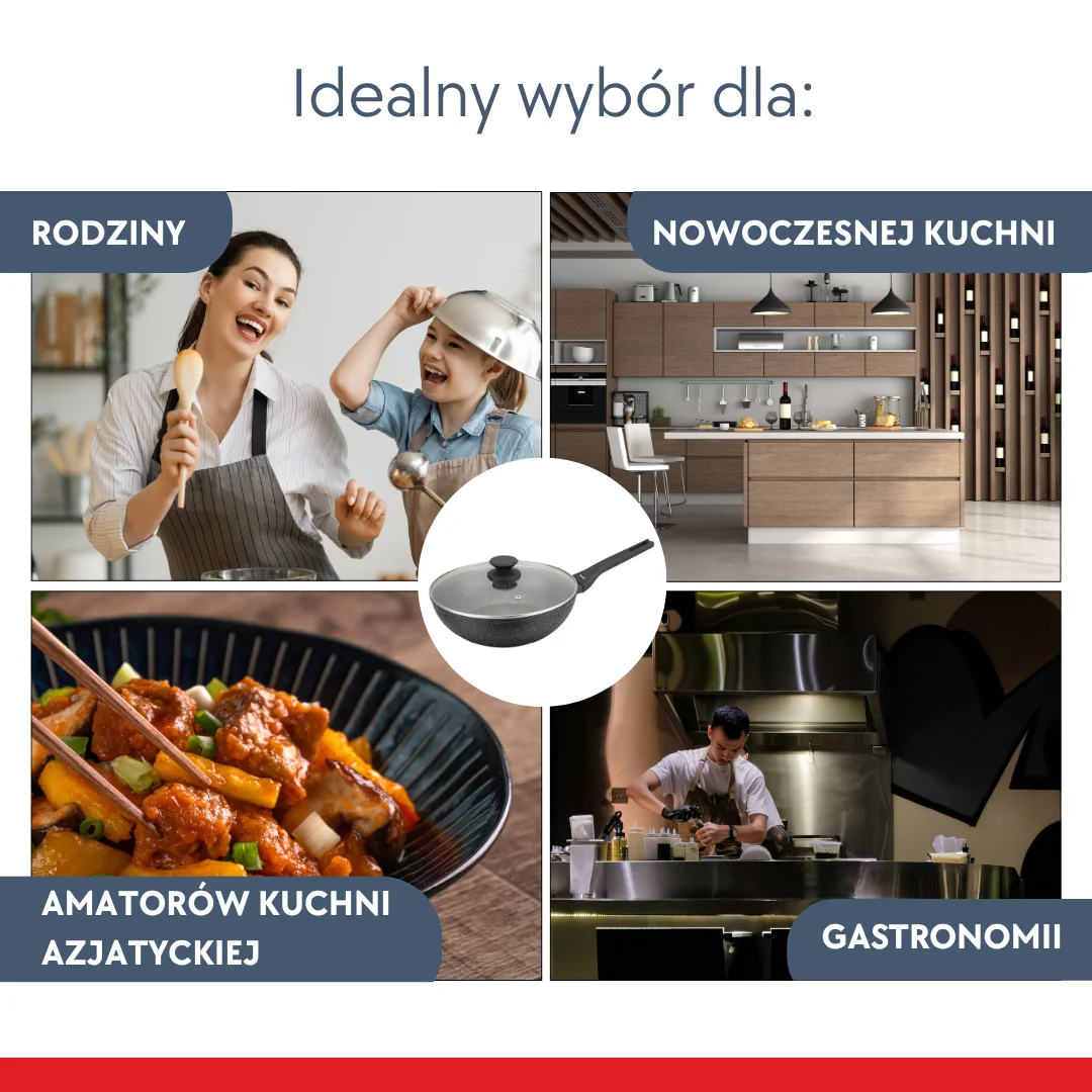 Patelnia WOK marmurowa 28 cm z pokrywką, Klausberg KB-7990 — zdjęcie 4