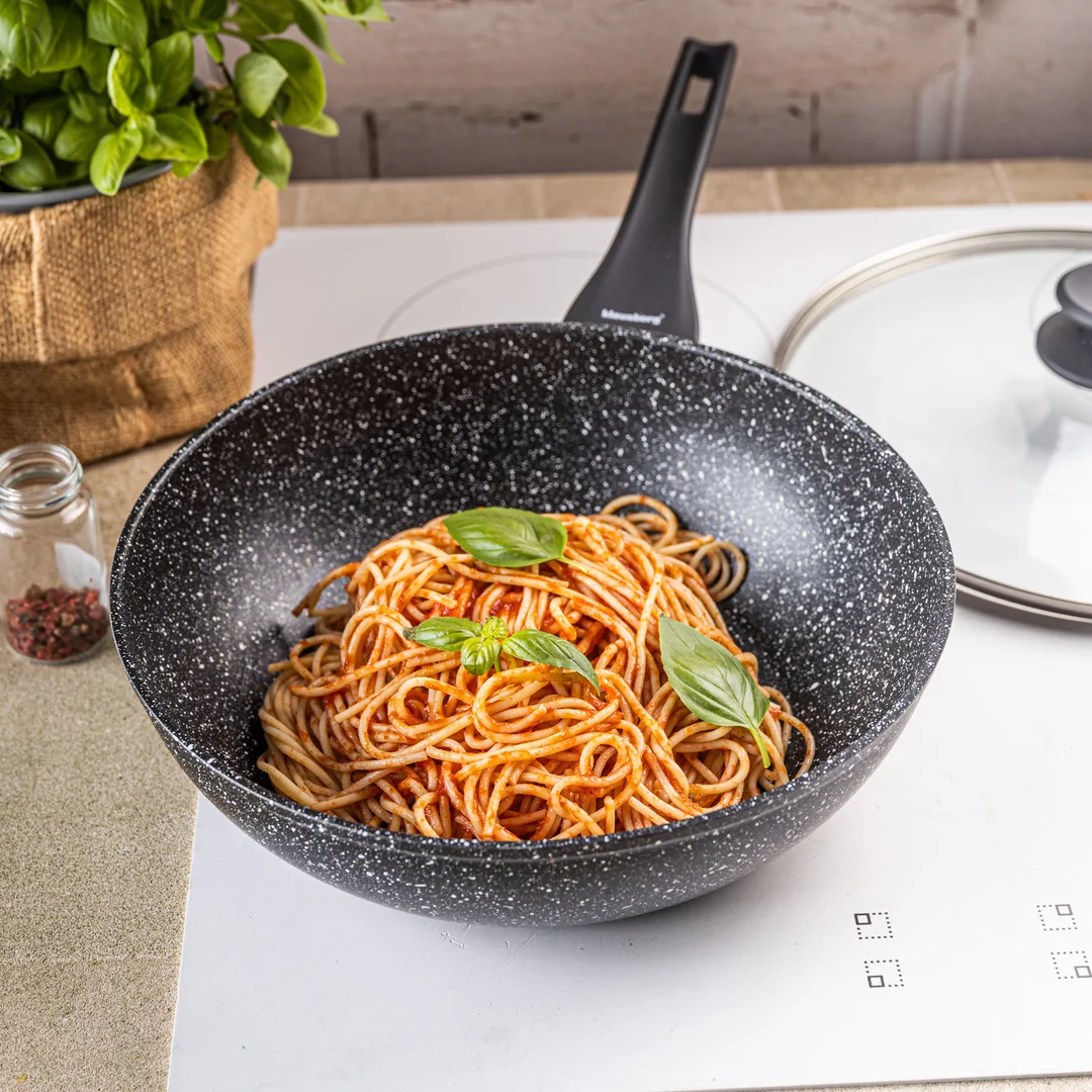 Patelnia WOK marmurowa 28 cm z pokrywką, Klausberg KB-7990 — zdjęcie 10
