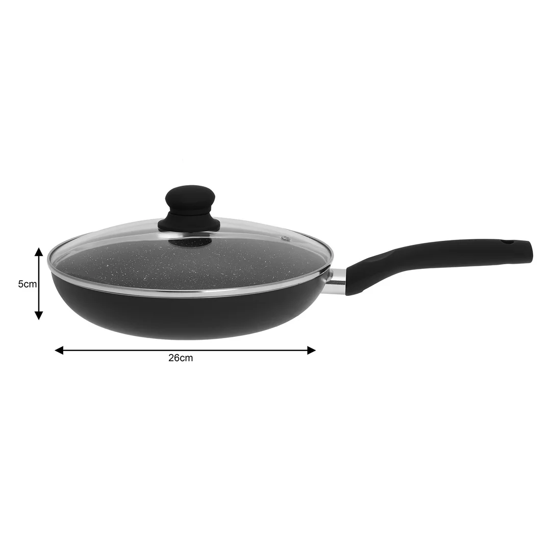 Patelnia z pokrywką Ø26cm, aluminium, czarny marmurek Kinghoff — zdjęcie 4