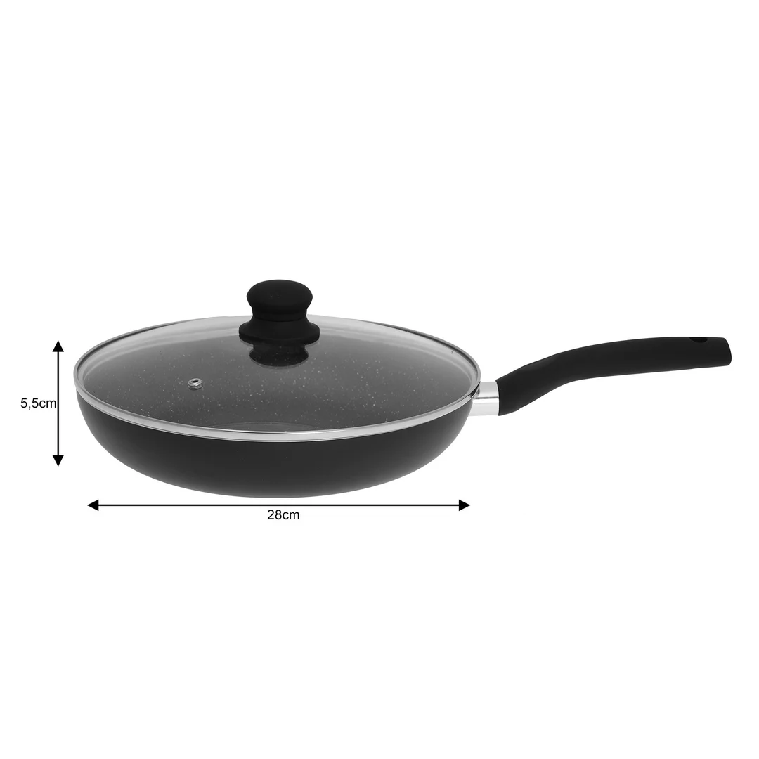 Patelnia z pokrywką Ø28cm , aluminium, czarny marmurek Kinghoff — zdjęcie 3