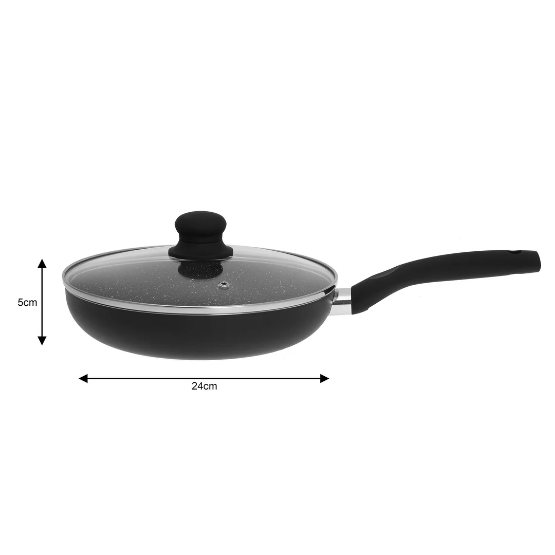 Patelnia z pokrywką, aluminium, czarny marmurek Ø24cm Kinghoff — zdjęcie 4