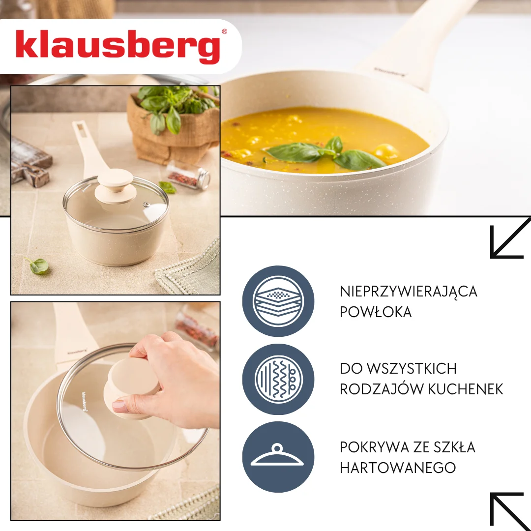 Rondel marmurowy 16 cm kremowy z pokrywką, Klausberg KB-7987 — zdjęcie 3