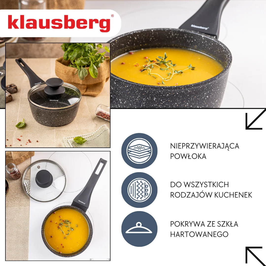 Rondel marmurowy 16 cm z pokrywką, nieprzywierający, Klausberg KB-7986 — zdjęcie 3