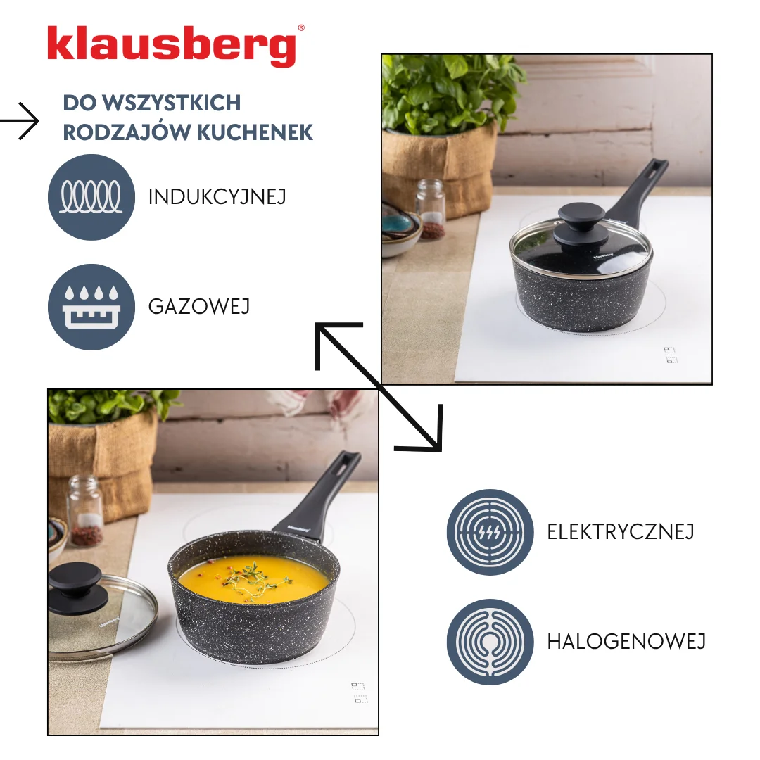 Rondel marmurowy 16 cm z pokrywką, nieprzywierający, Klausberg KB-7986 — zdjęcie 5