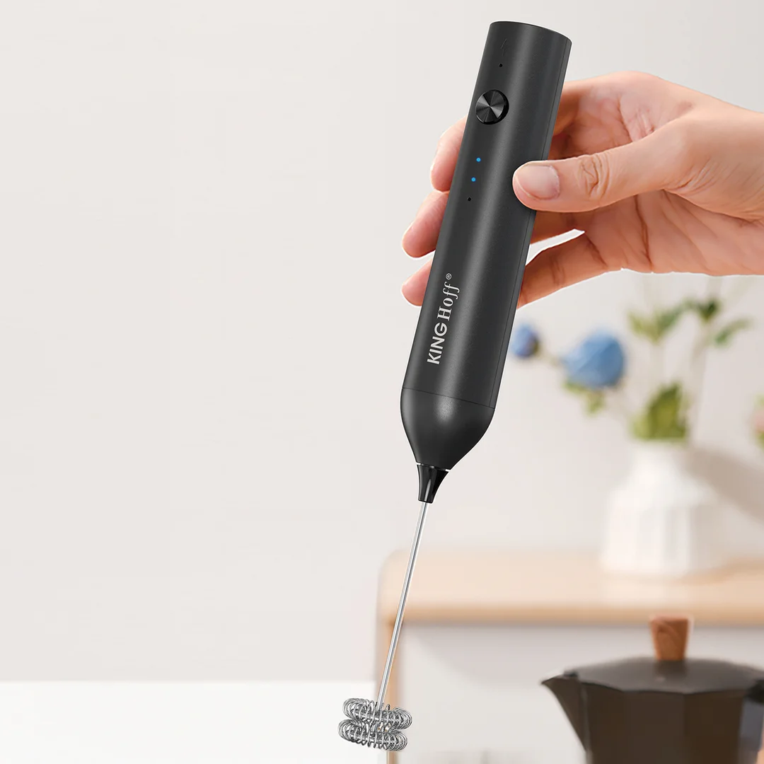 Spieniacz do mleka, USB-C, 3 prędkości, 2 końcówki, z stojak, KINGHoff — zdjęcie 6