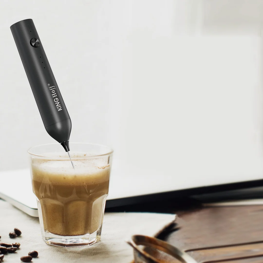 Spieniacz do mleka, USB-C, 3 prędkości, 2 końcówki, z stojak, KINGHoff — zdjęcie 11