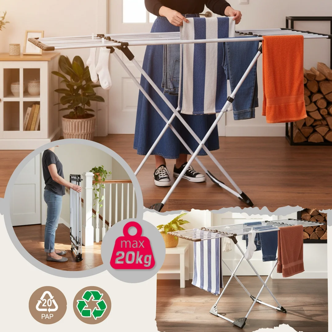 Suszarka na pranie, składana, do 20kg, rozsuwana, KINGHoff KH-2042 — zdjęcie 3