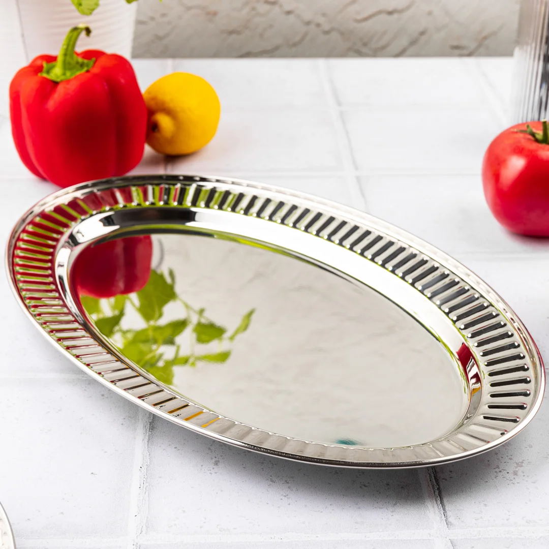 Taca owalna, stal nierdzewna, 35 cm, do serwowania, KINGHOFF KH-2074 — zdjęcie 7