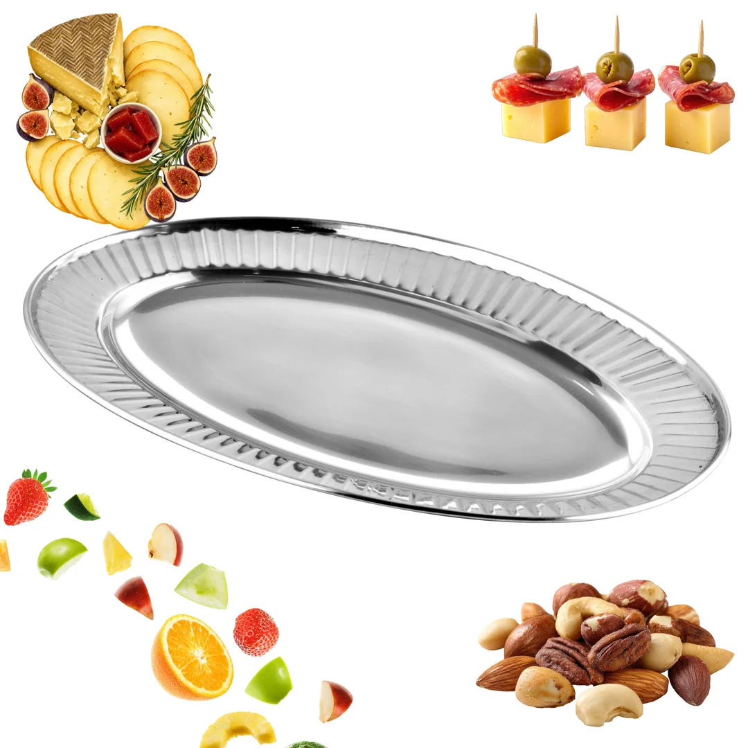 Taca owalna, stal nierdzewna, 35 cm, do serwowania, KINGHOFF KH-2074 — zdjęcie 8