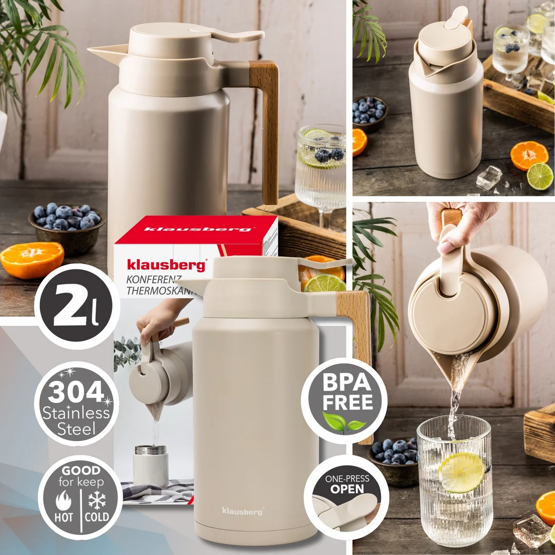 Termos konferencyjny, 2L, stal 304, BPA-Free, beżowy, Klausberg, KB-9014 — zdjęcie 3