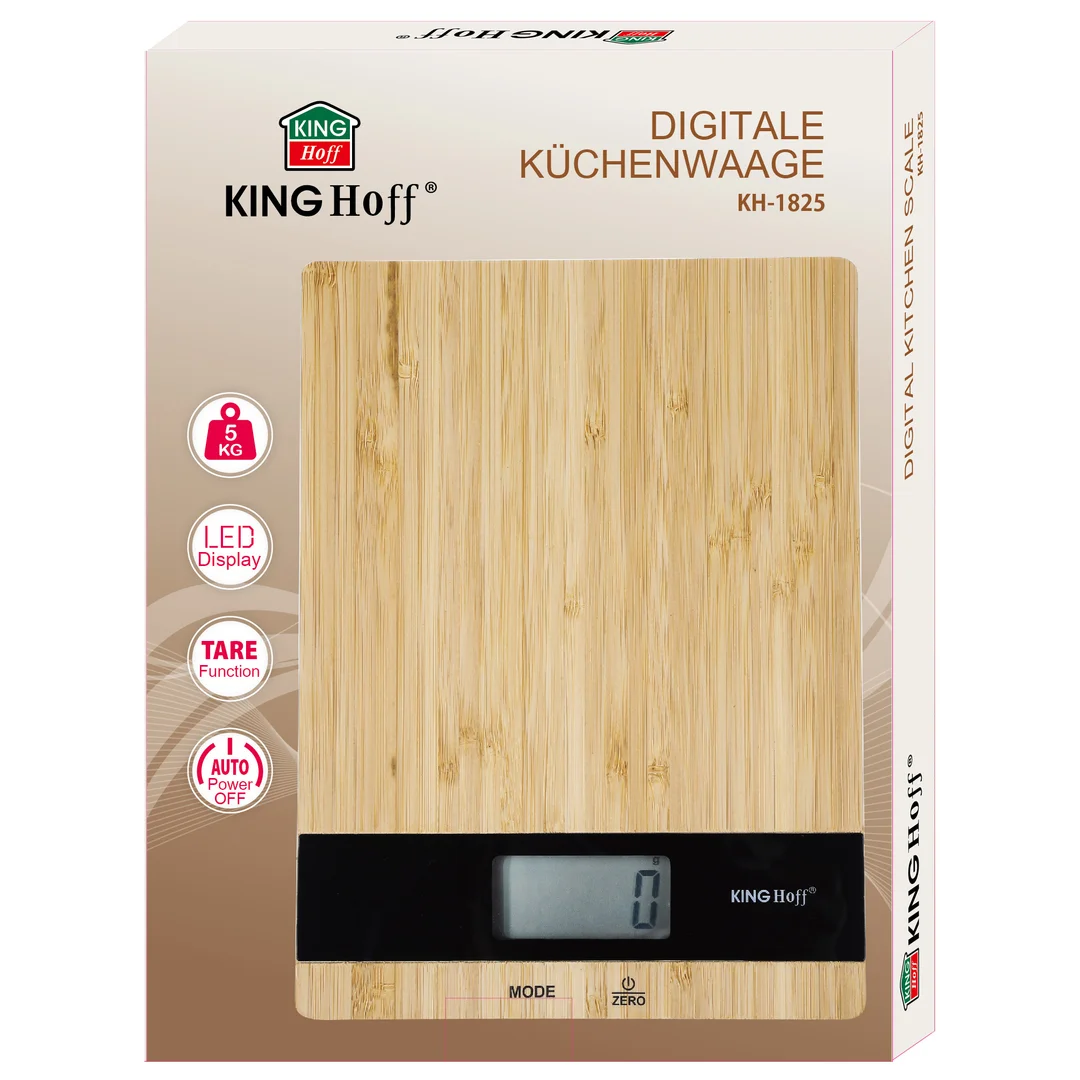 Waga kuchenna, bambusowa, 5kg KINGHoff, KH-1825 — zdjęcie 4