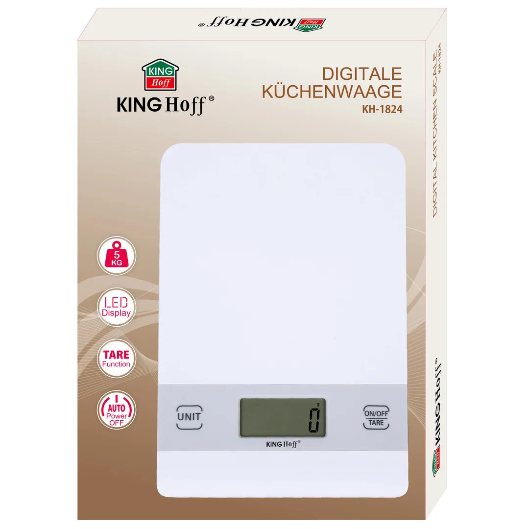 Waga kuchenna, biała, 5 KG KINGHoff, KH-1824 — zdjęcie 4