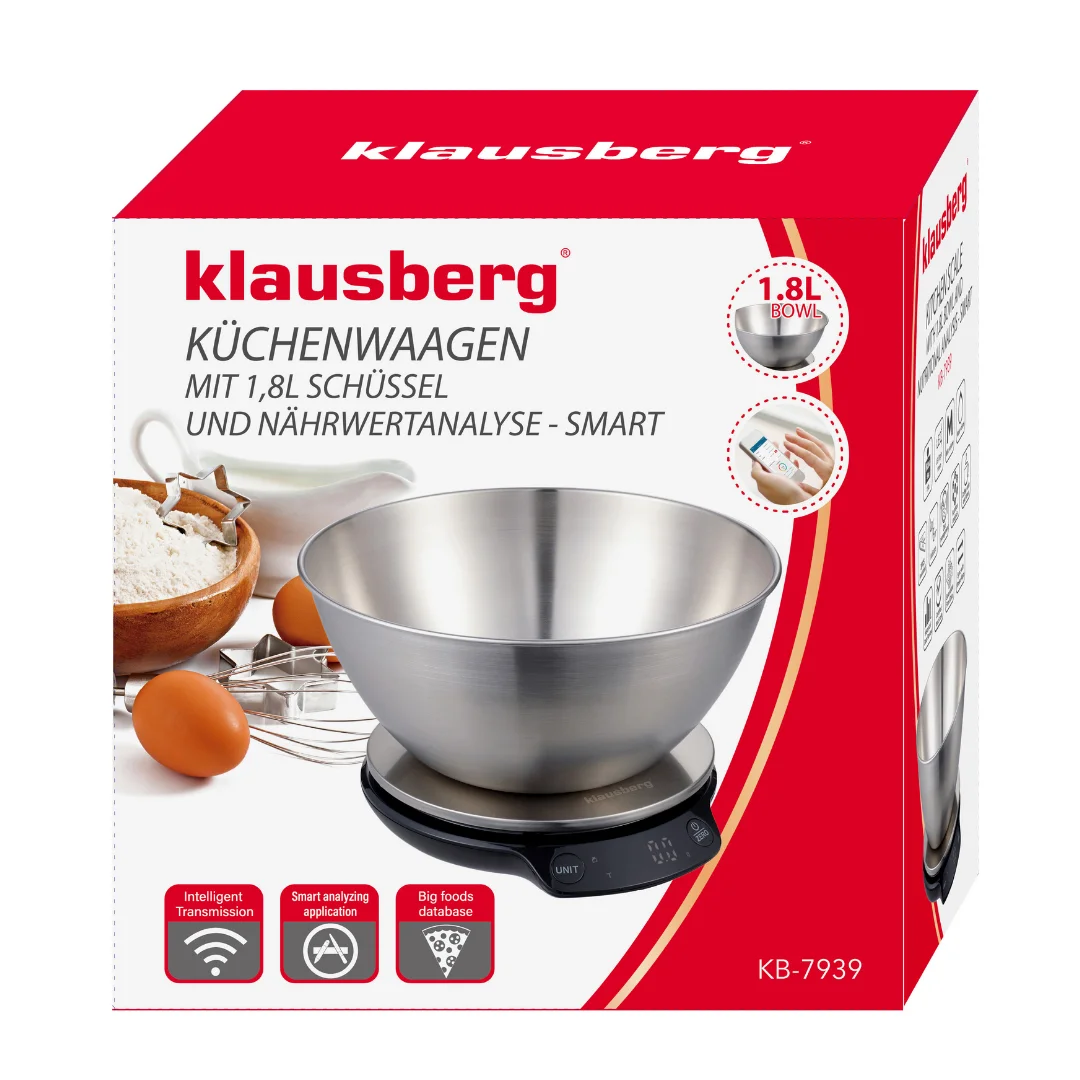 Waga kuchenna dietetyczna z miska, 1,8L, Bluetooth, aplikacją — zdjęcie 7