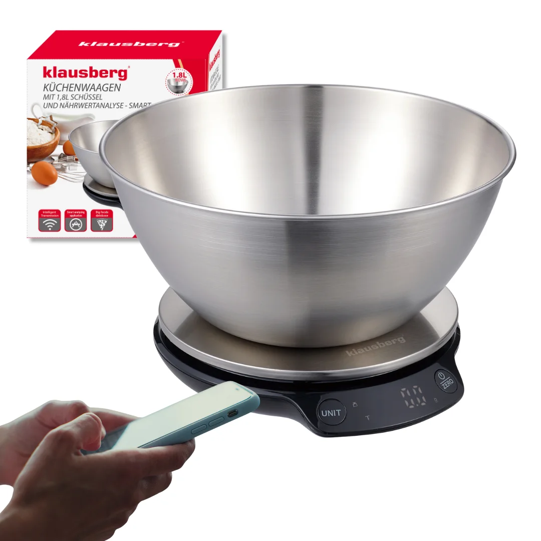 Waga kuchenna dietetyczna z miska, 1,8L, Bluetooth, aplikacją — zdjęcie 8