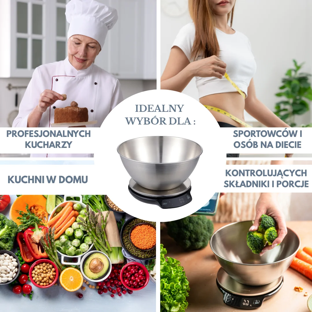 Waga kuchenna dietetyczna z miska, 1,8L, Bluetooth, aplikacją — zdjęcie 9