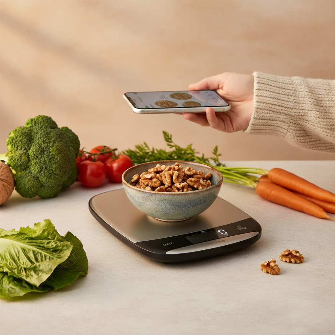 Waga kuchenna LED, 10 kg dokładność 1 g, USB-C, tarowanie, Klausberg — zdjęcie 2