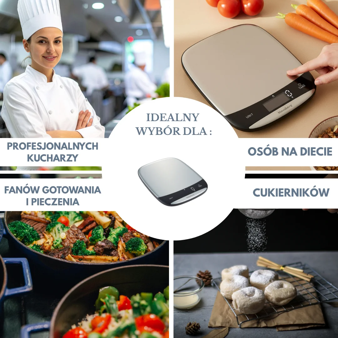 Waga kuchenna LED, 10 kg dokładność 1 g, USB-C, tarowanie, Klausberg — zdjęcie 5
