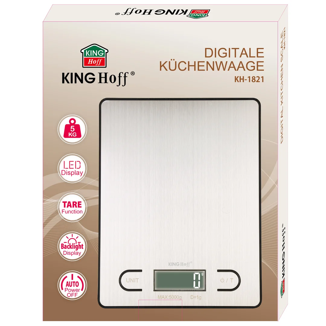 Waga kuchenna, srebro-kolor, 5kg KINGHoff, KH-1821 — zdjęcie 6