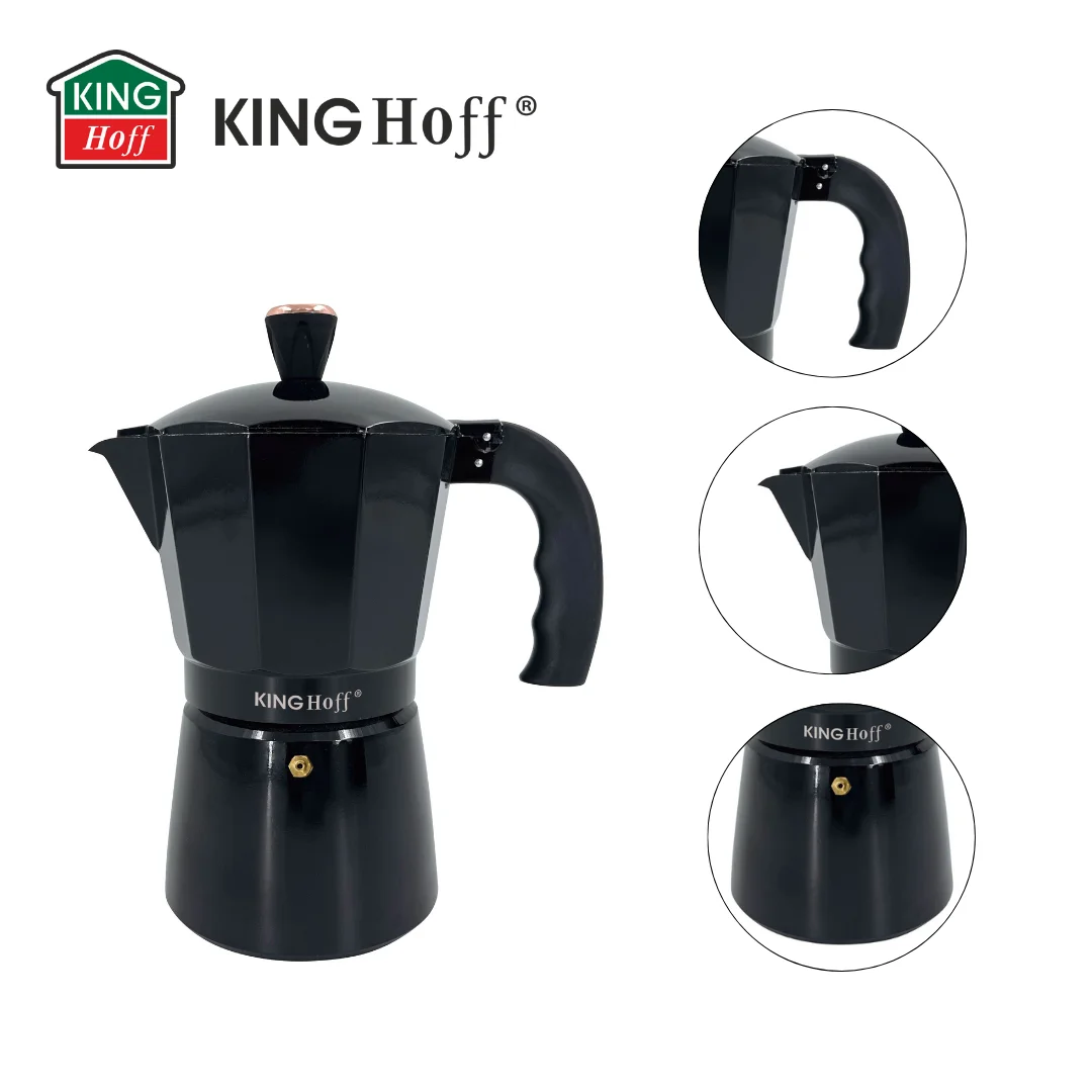 Zaparzacz do kawy espresso, aluminium, 6 filiżanek ,czarny/rose gold, KINGHoff, KH-1883 — zdjęcie 14