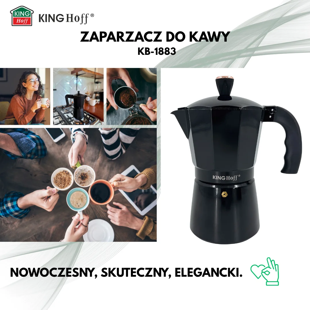 Zaparzacz do kawy espresso, aluminium, 6 filiżanek ,czarny/rose gold, KINGHoff, KH-1883 — zdjęcie 4