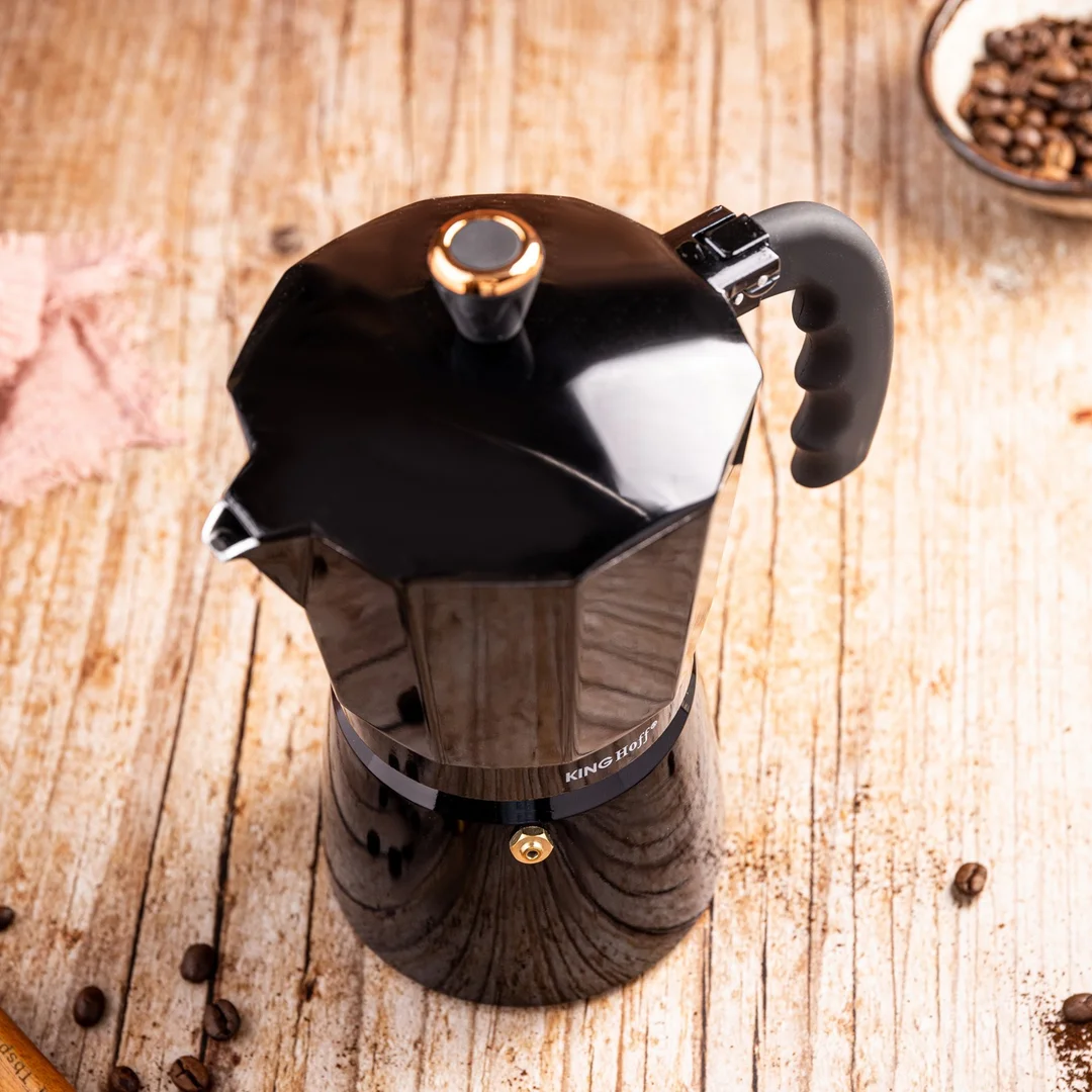 Zaparzacz do kawy espresso, aluminium, 6 filiżanek ,czarny/rose gold, KINGHoff, KH-1883 — zdjęcie 7