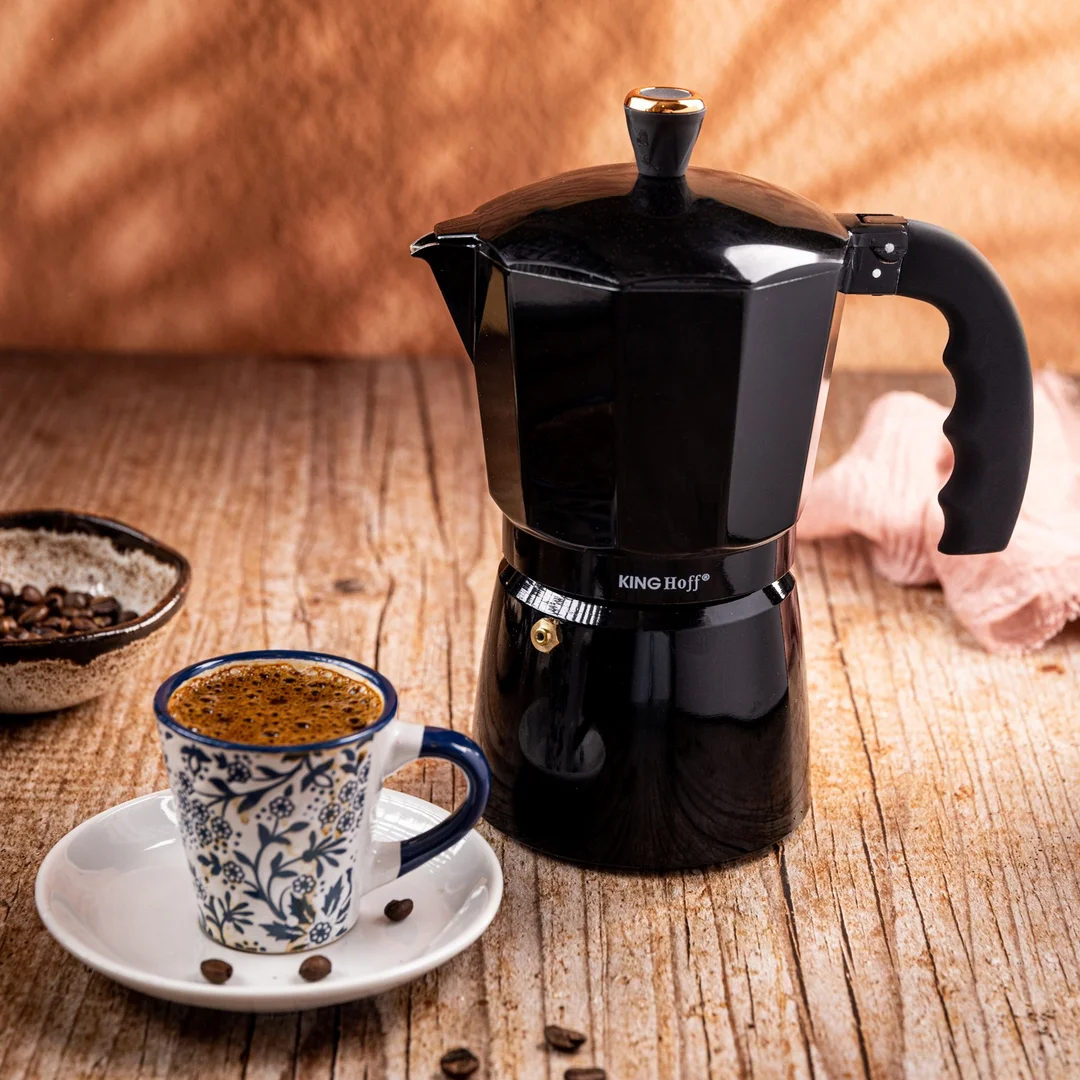 Zaparzacz do kawy espresso, aluminium, 9 filiżanek , czarny/rose gold, KINGHoff, KH-1884 — zdjęcie 2