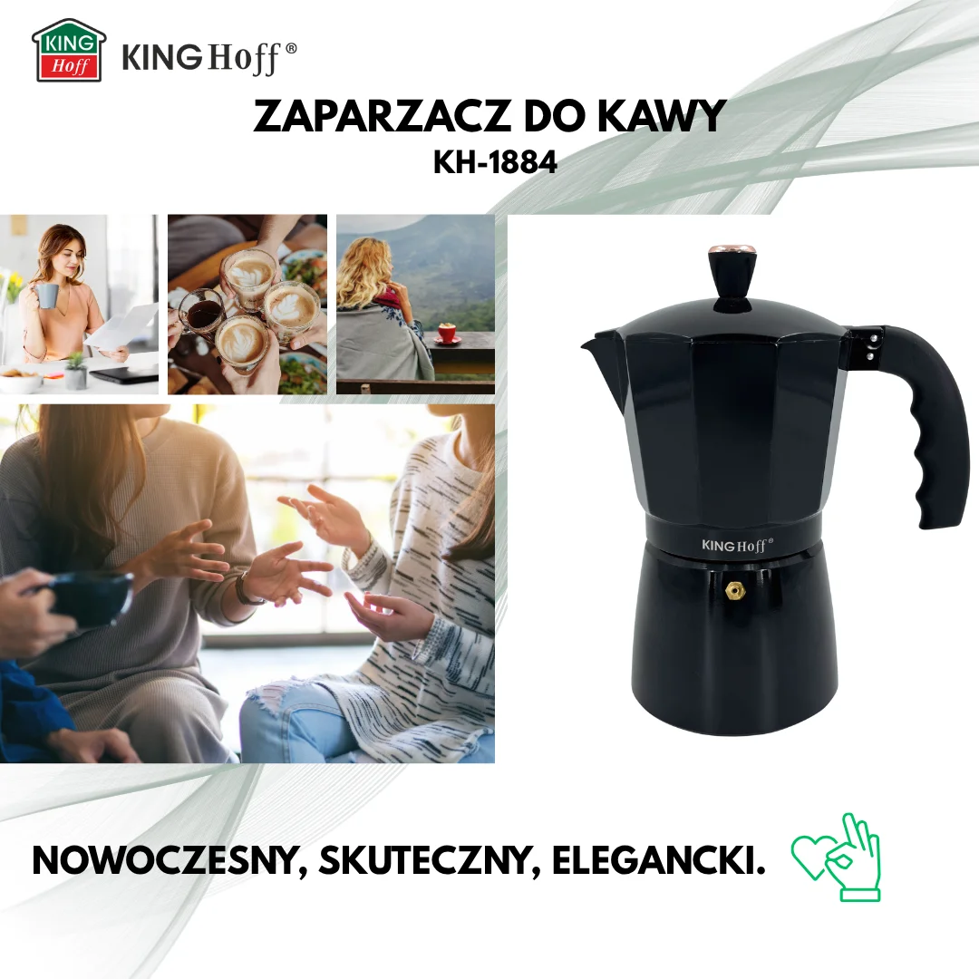 Zaparzacz do kawy espresso, aluminium, 9 filiżanek , czarny/rose gold, KINGHoff, KH-1884 — zdjęcie 4